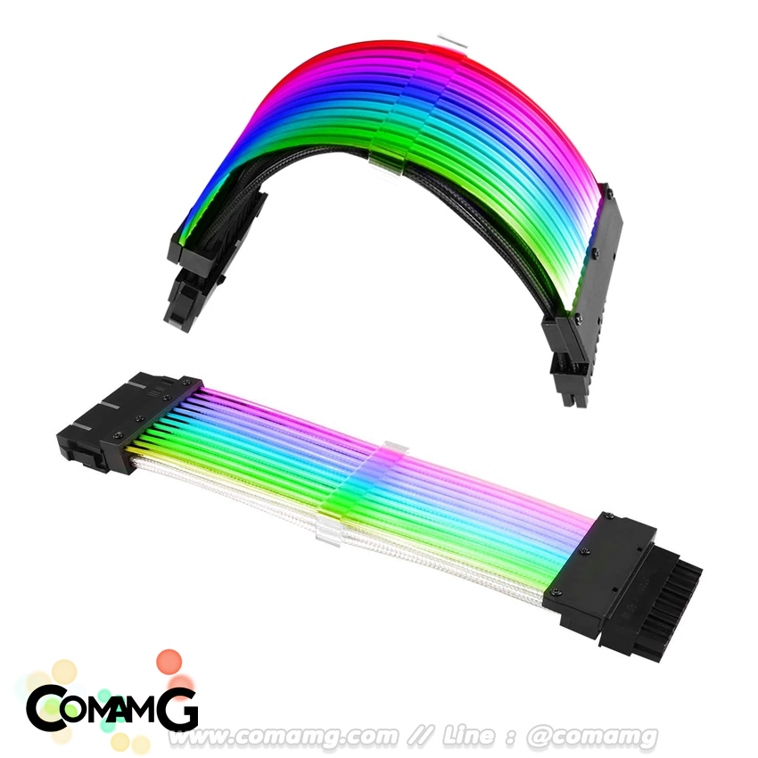สายถักคอมพิวเตอร์ มีไฟARGB Tsunami Protector Neon สายไฟคอมพิวเตอร์