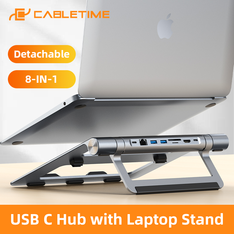 CABLETIME แท่นวางโน๊ตบุ๊ค 7-in-1 Multiport USB-C Hub with Laptop Stand
