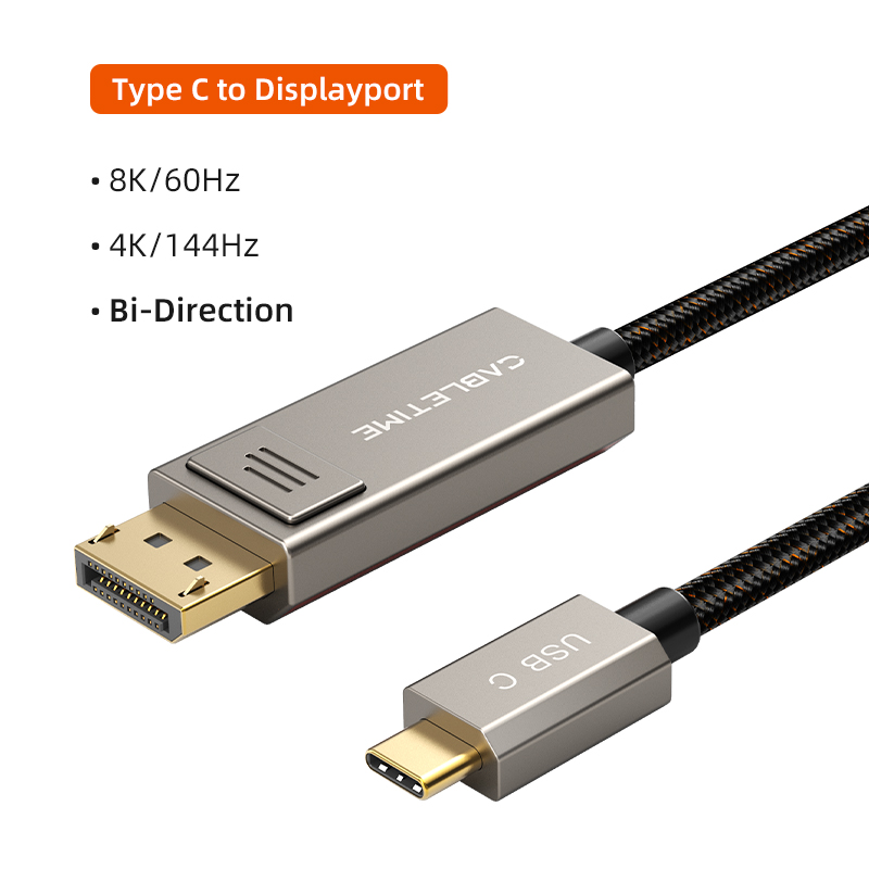 CABLETIME Type C to DP 1.4 รองรับความละเอียด 8K ความยาว 2เมตร