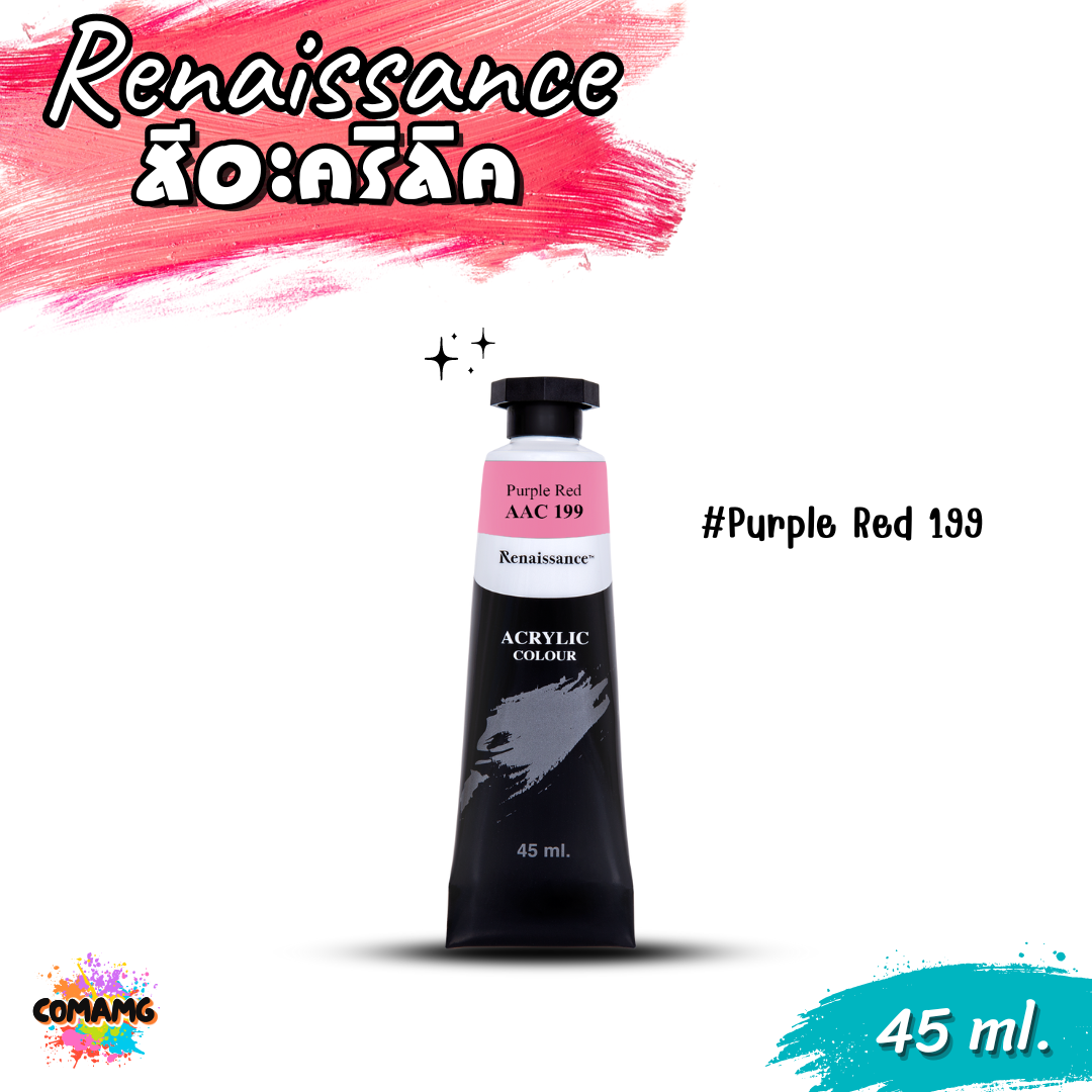 Renaissance Artists acrylic color สีอะคริลิค ขนาด 45 ml. กันน้ำ สีเพ้นท์ไม้ เพ้นท์รองเท้า เพ้นท์ผ้า เรนาซองซ์