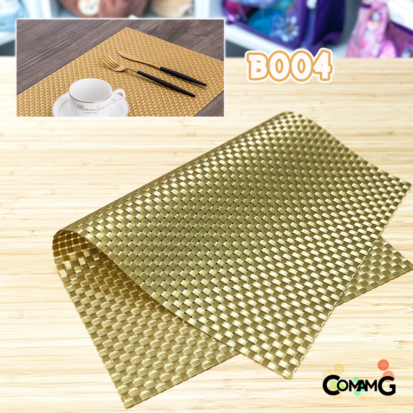 แผ่นรองจาน ที่ตกแต่งโต๊ะอาหาร ที่รองจาน PVC แบบสี่เหลี่ยมผืนผ้า ลายตารางใหญ่ ขนาด45x30ซม พร้อมส่ง มีหลายสี