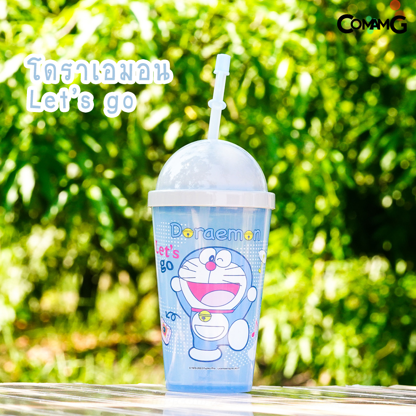 แก้วน้ำ แก้วพลาสติก1ชั้น 2ชั้น แก้วน้ำพลาสติกลายการ์ตูน รุ่นฝาโดม พร้อมหลอดดูดมีฝาปิด ลายมิกกี้เมาส์ หมีพูห์ โดเรมอน ความจุ650cc พร้อมส่ง