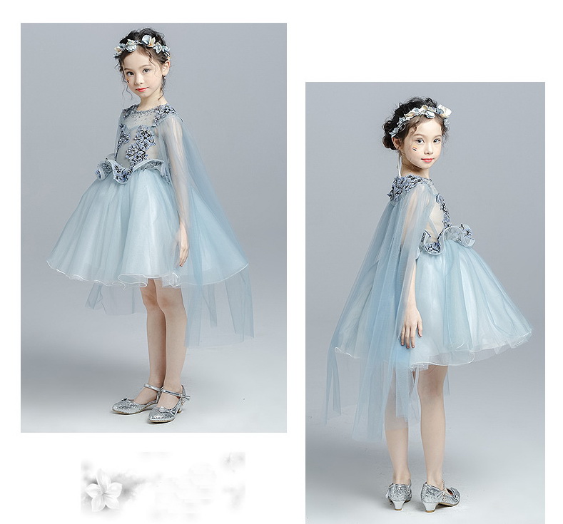 Gd33361-2 พร้อมส่งชุดออกงานเด็กหญิงสีเทา ชุดราตรีเด็กทรงสั้น ชุดเดรสเด็กหญิงมีสไบ