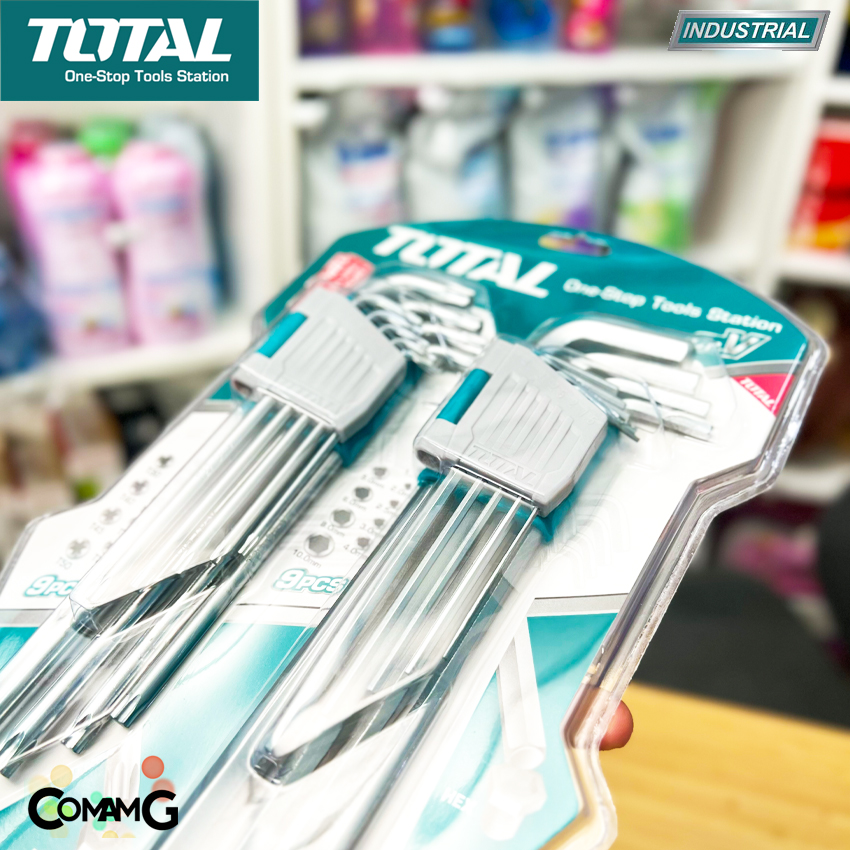 Total ชุดประแจหกเหลี่ยม และหัวจีบ(หัวท๊อค) รุ่นงานหนัก แข็งแรงทนทาน ชุด18ชิ้น หกเหลี่ยมตัวยาว