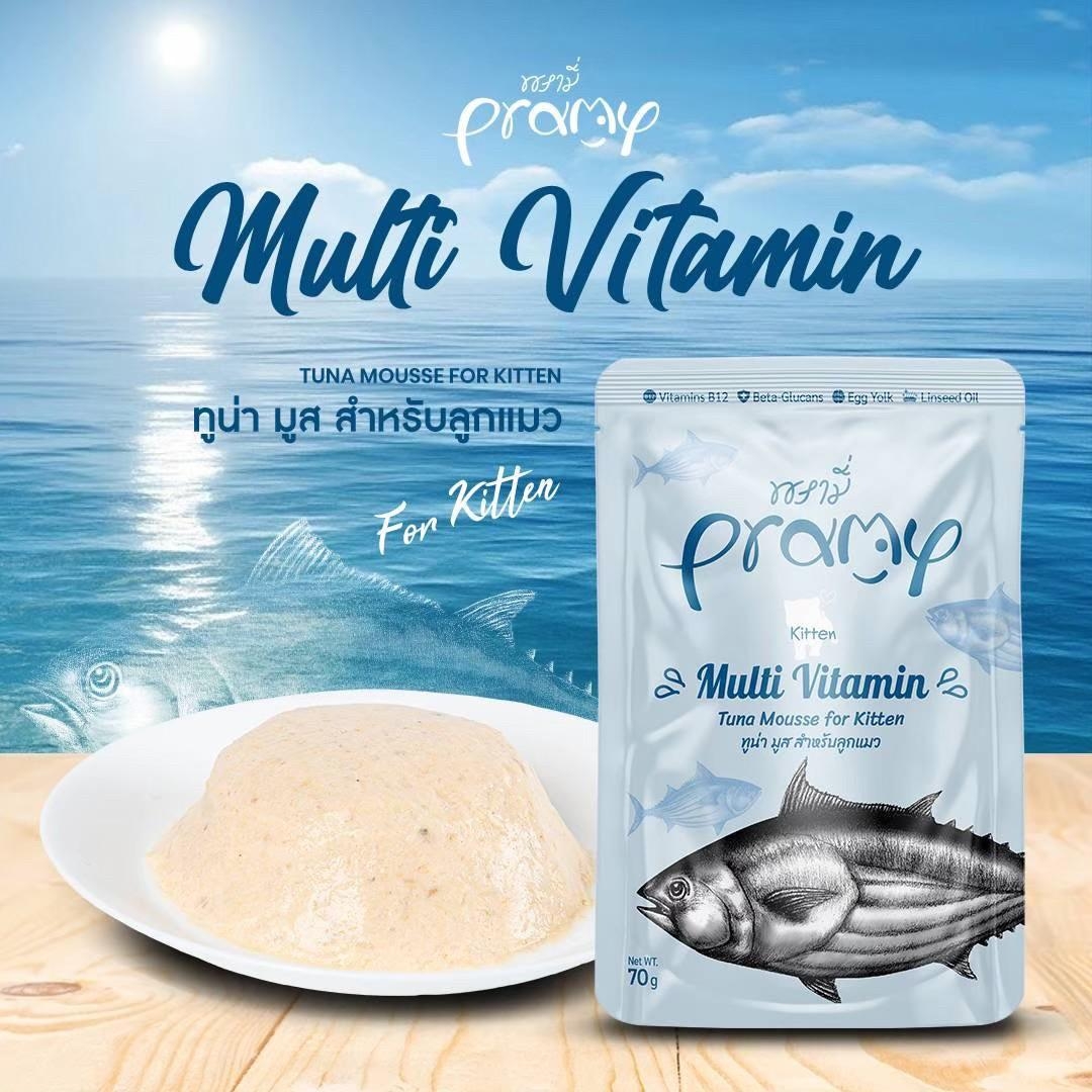 PRAMY พรามี่ อาหารเปียกแมว สูตรใหม่ ขนาด 70 กรัม (โหล 12 ซอง)