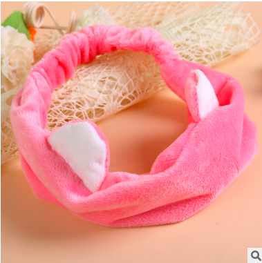 ผ้าคาดผมน่ารัก ผ้าคาดผมมีหู ผ้าคาดผมแต่งหน้า ผ้าคาดผมนวดหน้า อาบน้ำ สีพื้น คละสี