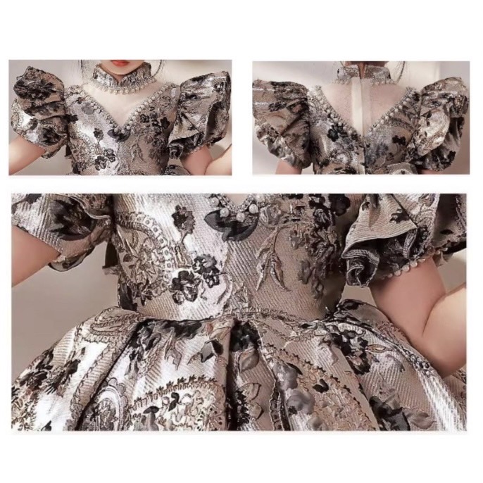 Gd4044- พร้อมส่งจากไทย ชุดราตรีเด็กสีฟ้าอ่อน ชุดออกงานเด็กหญิง ทรงสั้น มีแขนพองสวยแบบคุณหนูสุดน่ารัก
