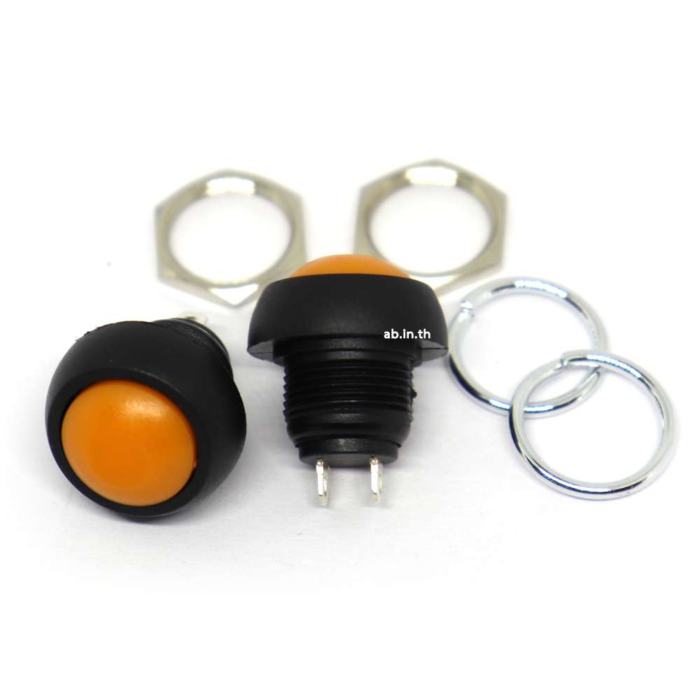 สวิตช์กดติดปล่อยดับ Reset Switch แบบกันน้ำขนาด 12mm สีส้ม