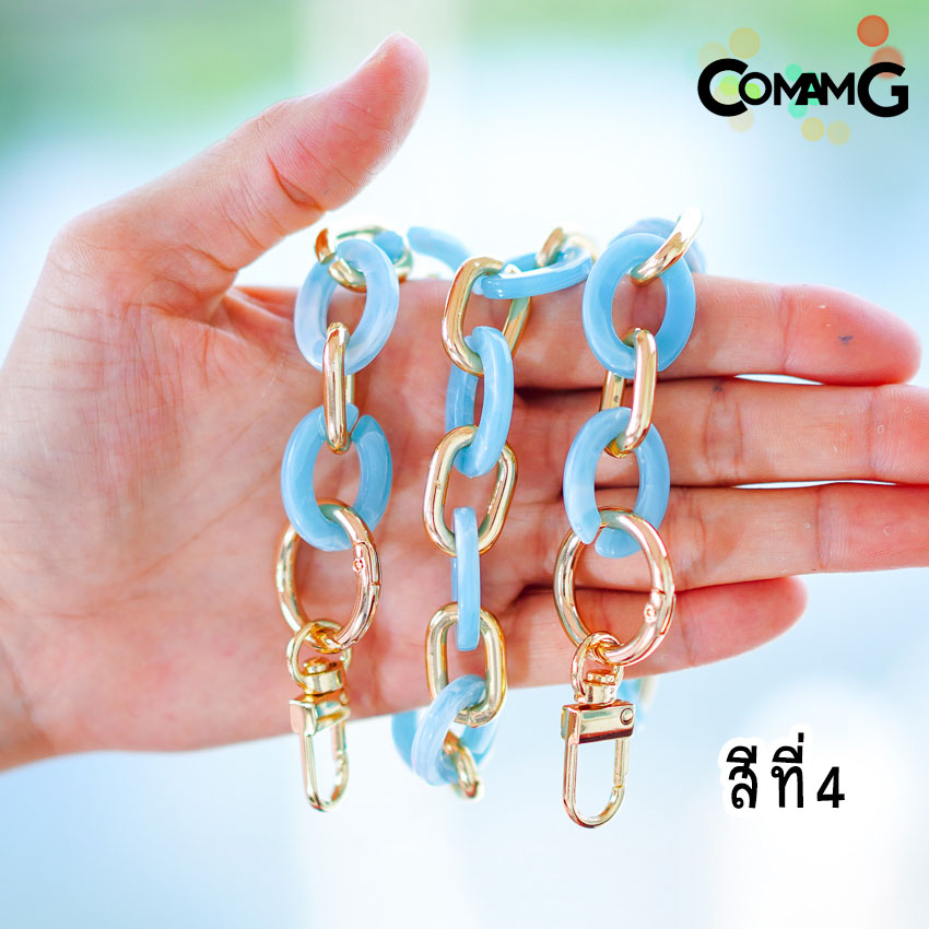 สายกระเป๋าอะคริลิค ลายหินอ่อน ทรงวงรี สายกระเป๋าสั้นสะพายไหล่ ยาว60ซม สินค้าพร้อมส่ง