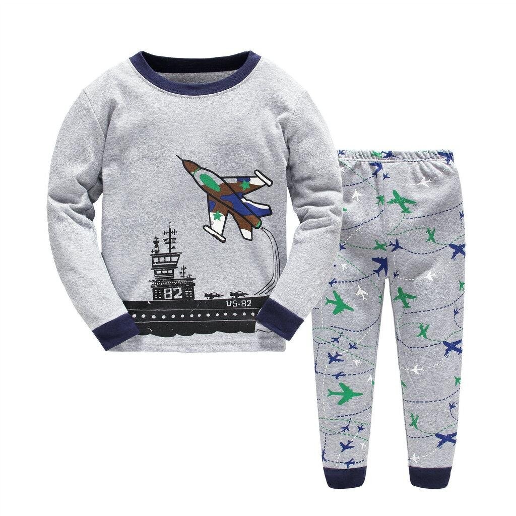 FAB-3 ชุดนอนเด็กผู้ชายแขนยาวขายาว ลายรถ จรวด เครื่องบิน