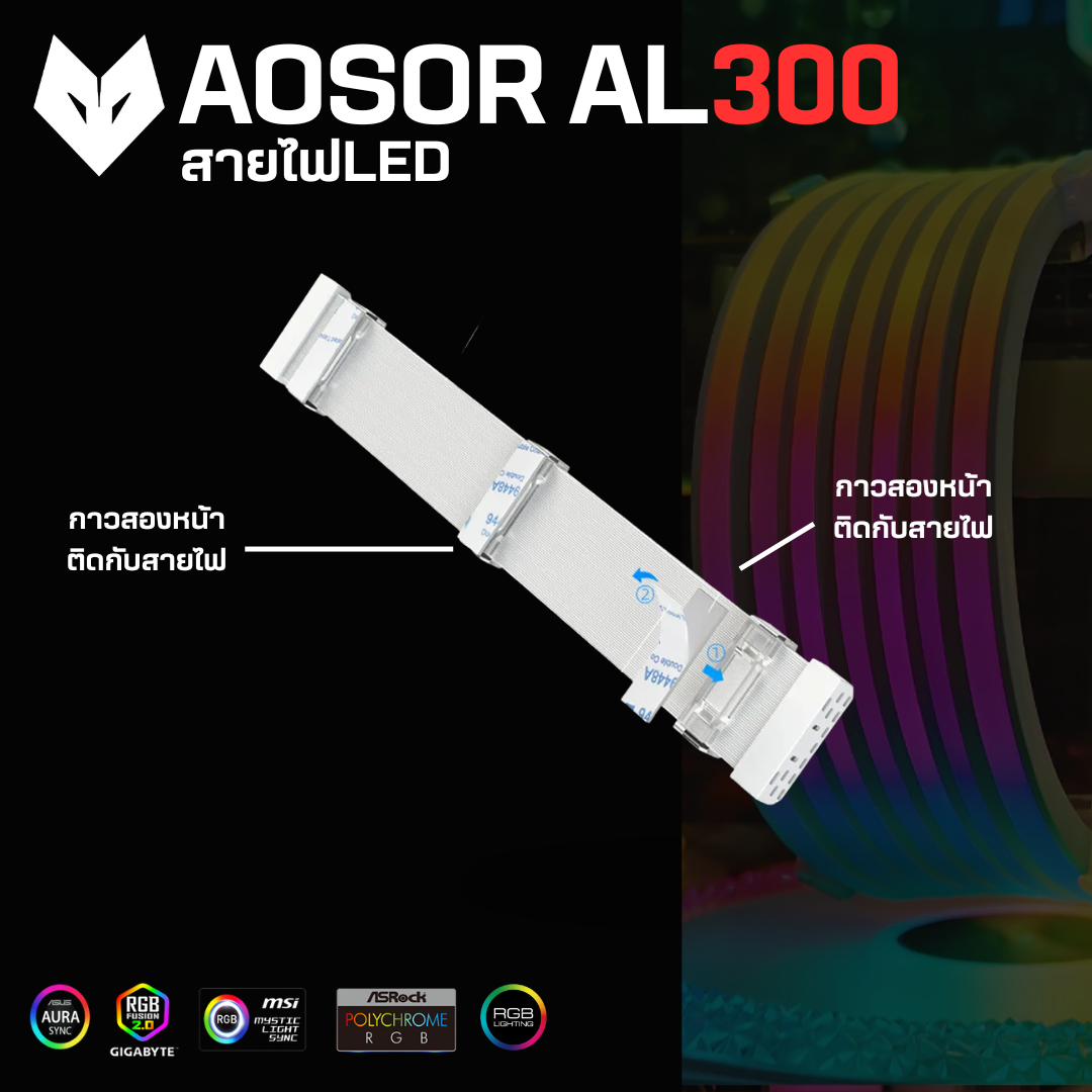 Coolmoon ไฟARGB สำหรับติดกับสายไฟคอมพิวเตอร์ รุ่นAOSOR AL300 5V ARGB Aura Sync