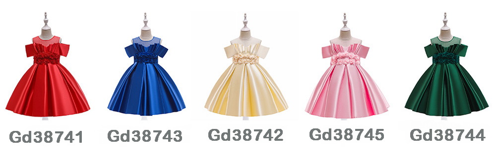 Gd3874- พร้อมส่งจากไทย ชุดออกงานเด็กหญิงสีแดง ชุดราตรีเด็กทรงสั้น ไหล่ซีทรู จับจีบที่อกสวยเนื้อผ้าสวยดูเรียบหรู น่ารัก