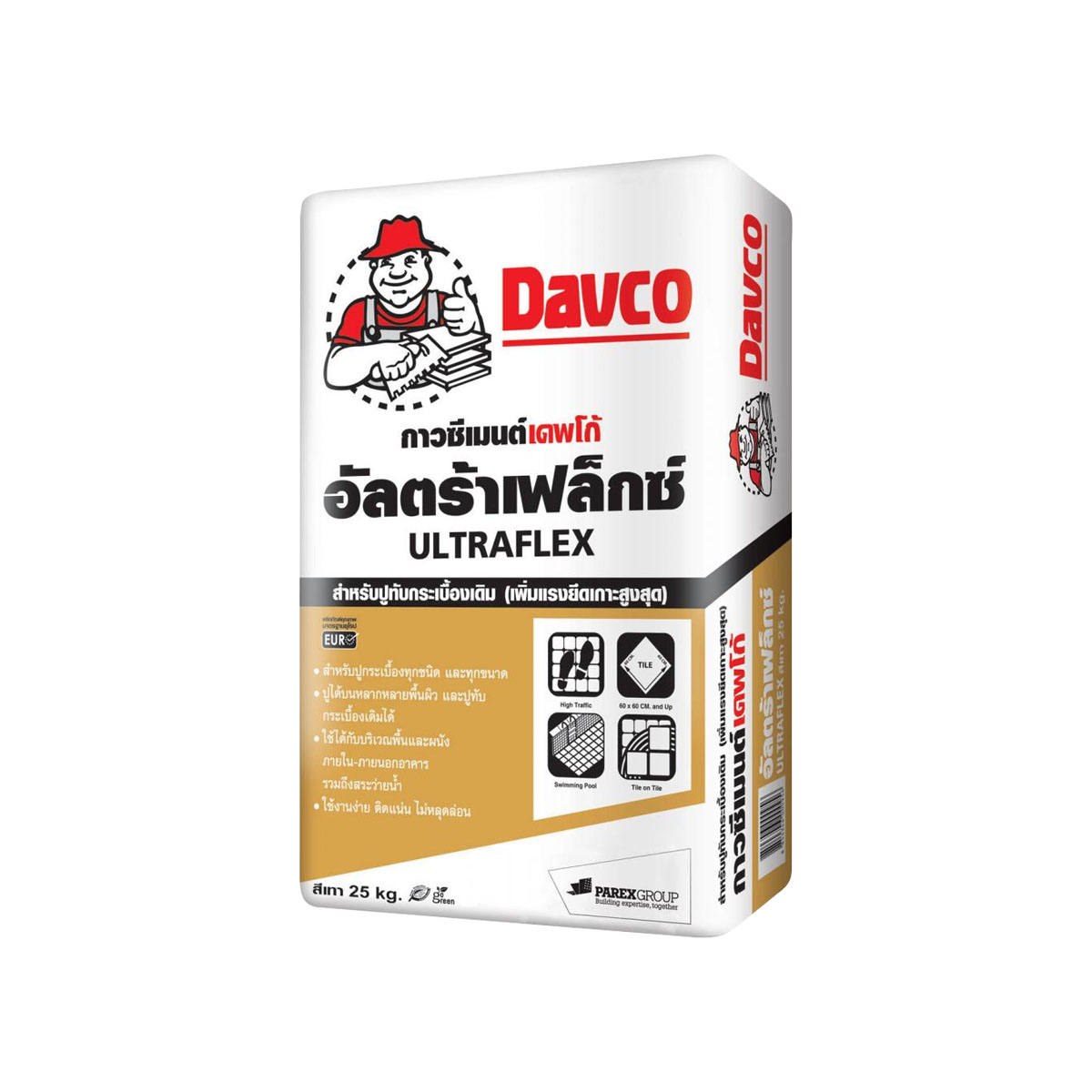LANKO กาวซีเมนต์เดพโก้ อัลตร้าเฟล็กซ์ สีเทา Davco Ultraflex TH grey (20 kg)