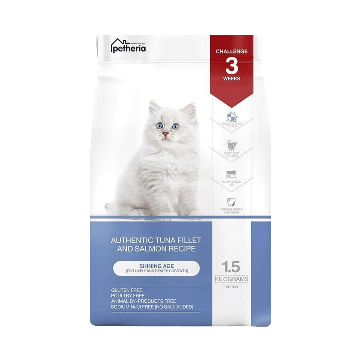 Petheria Innovation Cat Food อาหารแมวพรีเมียม ทำจากปลาทูน่าทั้งตัว ไม่ใส่เกลือ ขนาด 400G | อาหารแมวเกรดพรีเมียม โปรตีนสูง ย่อยง่าย สุขภาพดี