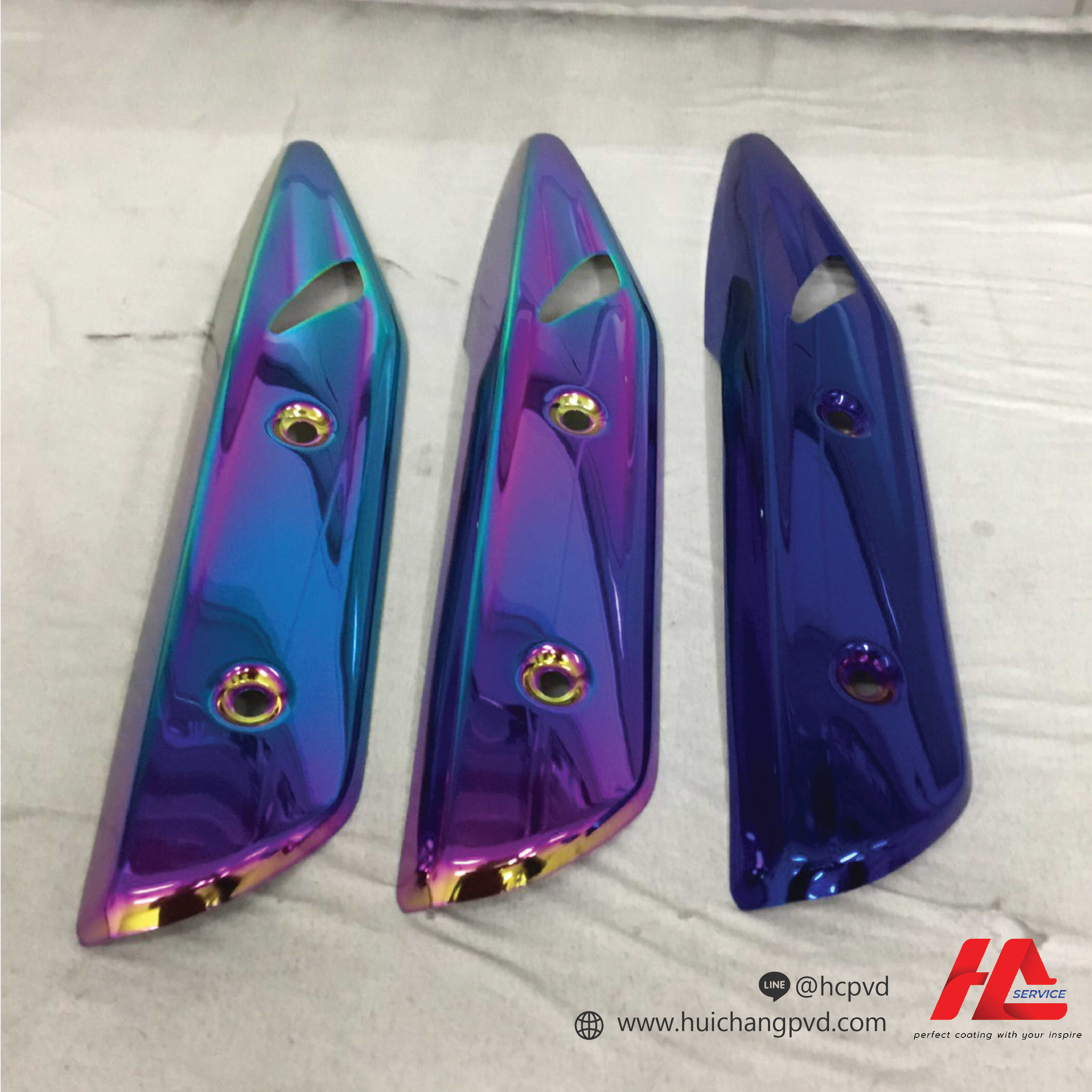 ตัวอย่างงาน ชุบสี เคลือบสี กันร้อน บังท่อ | PVD Coating