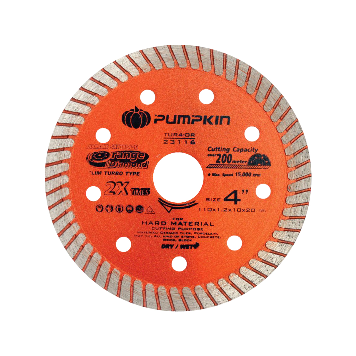 PUMPKIN ใบตัดเพชร 4" เทอร์โบบาง สีส้ม [23116]