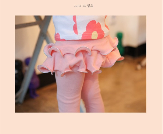 PS30283 พร้อมส่งเลคกิ้งเด็กแบบกระโปรงสีชมพู สองชั้นน่ารัก