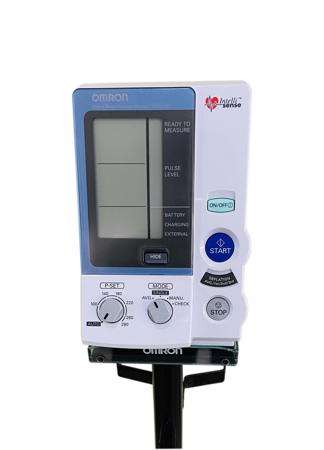 เครื่องวัดความดันโลหิตอัตโนมัติ OMRON รุ่น HEM-907 + พร้อมรถเข็นขาตั้งครบชุด และอุปกรณ์ประกอบการใช้งาน