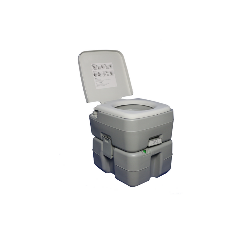 สุขาเคลื่อนที่รุ่น P.2 ฝารองนั่งแบบวงกลม ความจุน้ำสะอาด 10 ลิตร ความจุของเสีย 20 ลิตร ฟรีสายฉีดชำระ