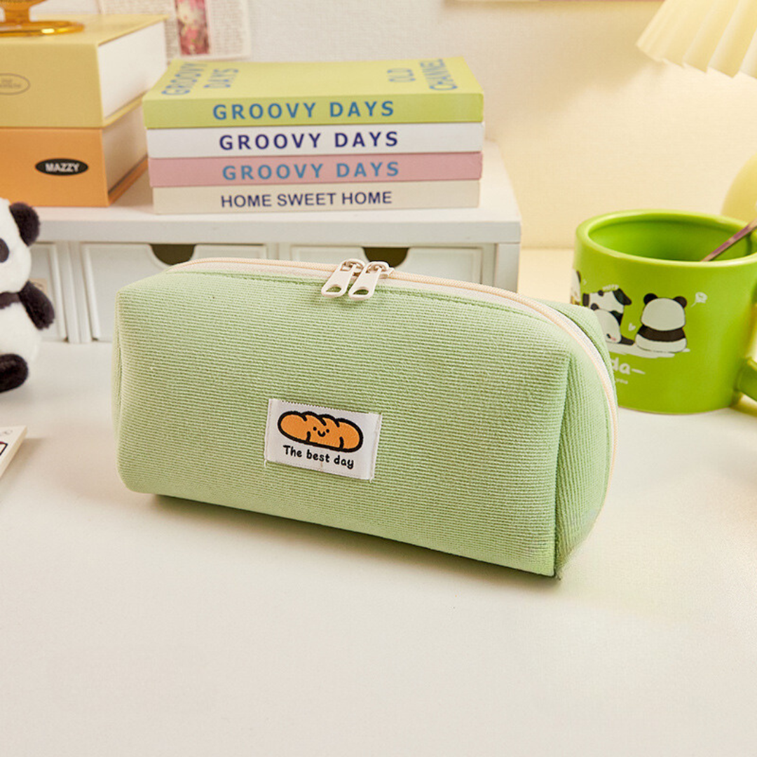 กระเป๋าดินสอผ้าร่อง The best day กระเป๋าเครื่องเขียนผ้านุ่มนิ่ม สไตล์น่ารัก พร้อมส่งในไทย