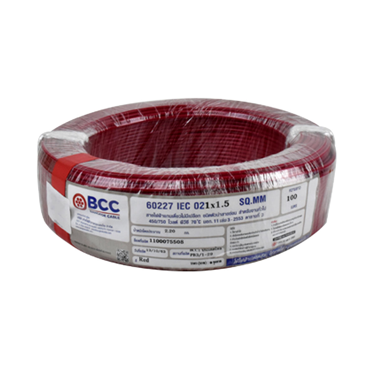 BCC สายไฟ IEC 02 1x1.5 Red (C100) 450/750V