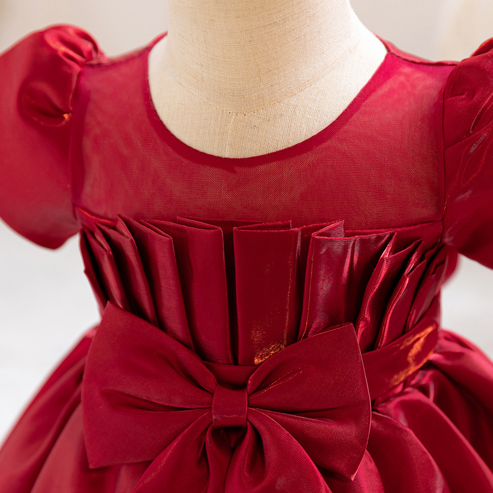 Gd4114- พร้อมส่งจากไทย ชุดออกงานเด็กหญิงสีขาว แขนตุ๊กตา อกจับจีบสวยหรู ผ้าสวยดุจไหม ชุดราตรีเด็กทรงสั้น