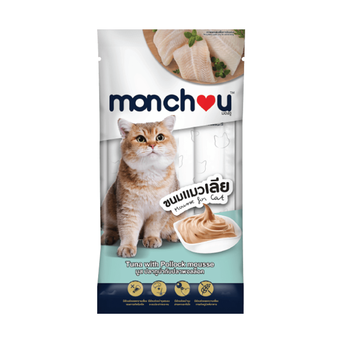 (6ซองราคาพิเศษ) Monchou มองชู ขนมแมวเลีย 75g ขนมแมวเลียเกรนฟรี โปรตีนสูง อร่อยถูกใจแมวทุกสายพันธุ์