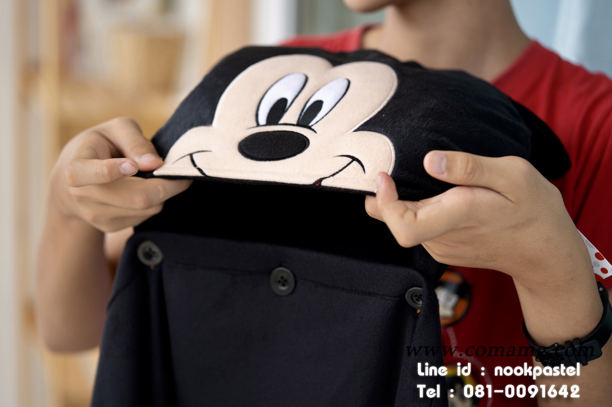 หมวกผ้าห่ม คลุมไหล่ ลายมิกกี้&มินนี่ รุ่นถอดได้ ลิขสิทธิ์แท้