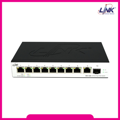 PSF-1008 : 8 - Port Fast Ethernet PoE SWITCH (AC90W) 8 FE (PoE) + 1GE/SFP combo