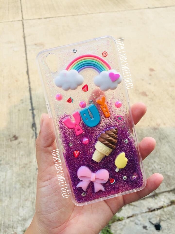 เคสกากเพชรใส อักษรคละสี