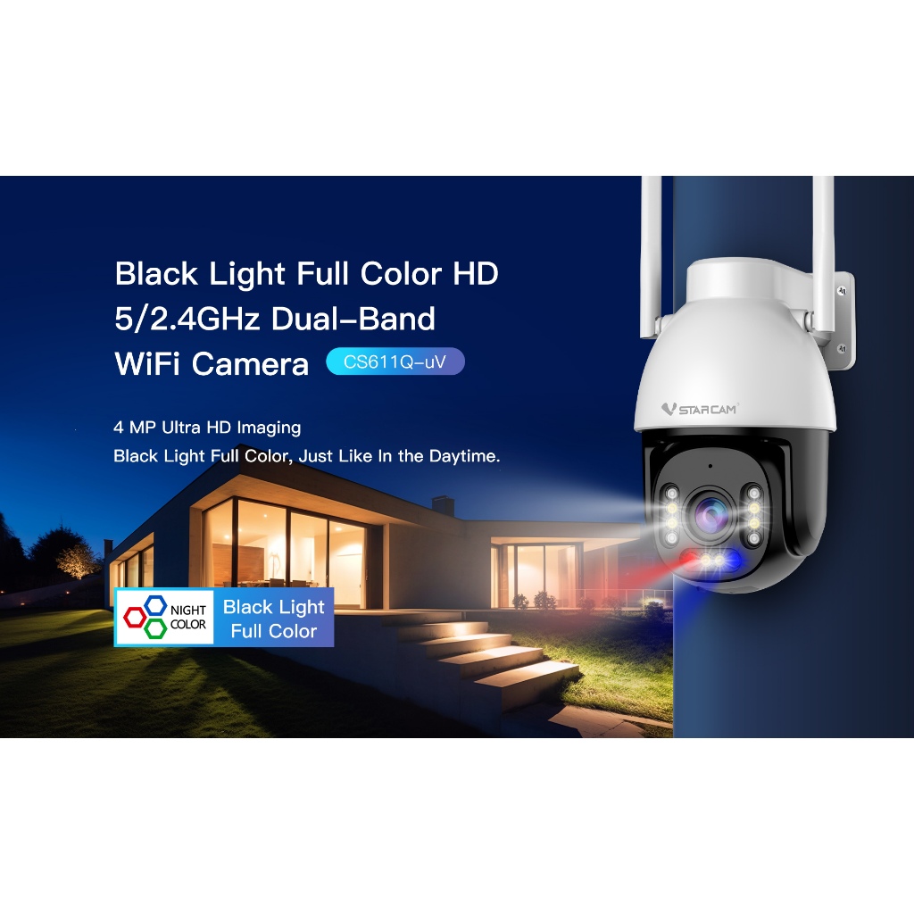 Vstarcam CS611Q-UV กล้องวงจรปิดIP Camera ความละเอียด 4MP Full Color