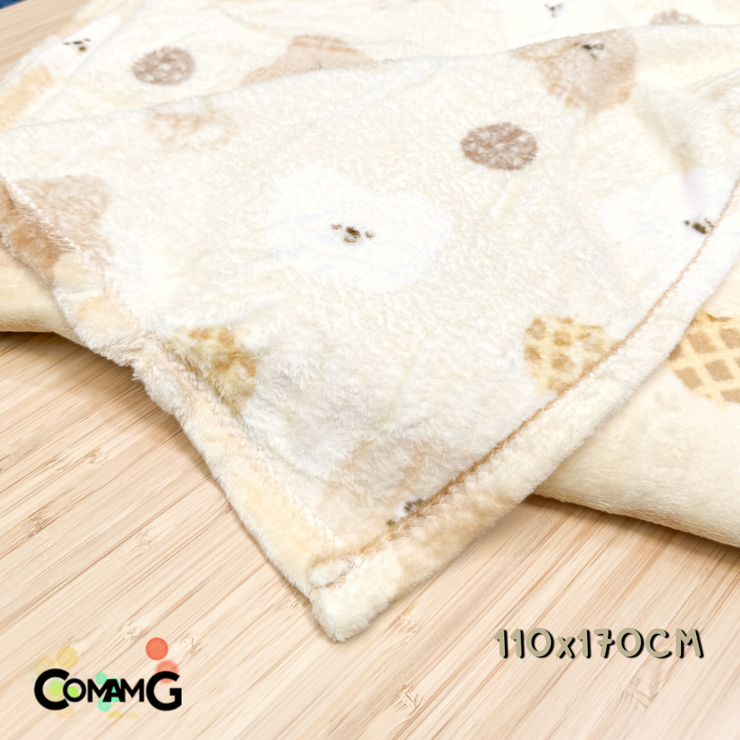 ผ้าห่ม ผ้านาโนขนนุ่ม ลายหมีสีน้ำตาล Biscuit bear ขนาด110x170cm สินค้าพร้อมส่ง