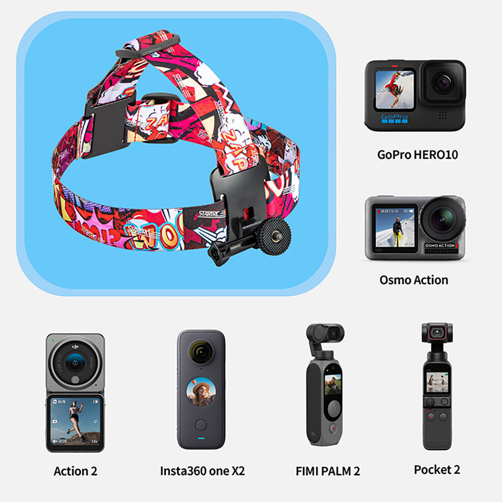 STARTRC Head Strap Mount Belt Red for GoPro / Insta360 / DJI / SJCAM / Xiaomi / action camera