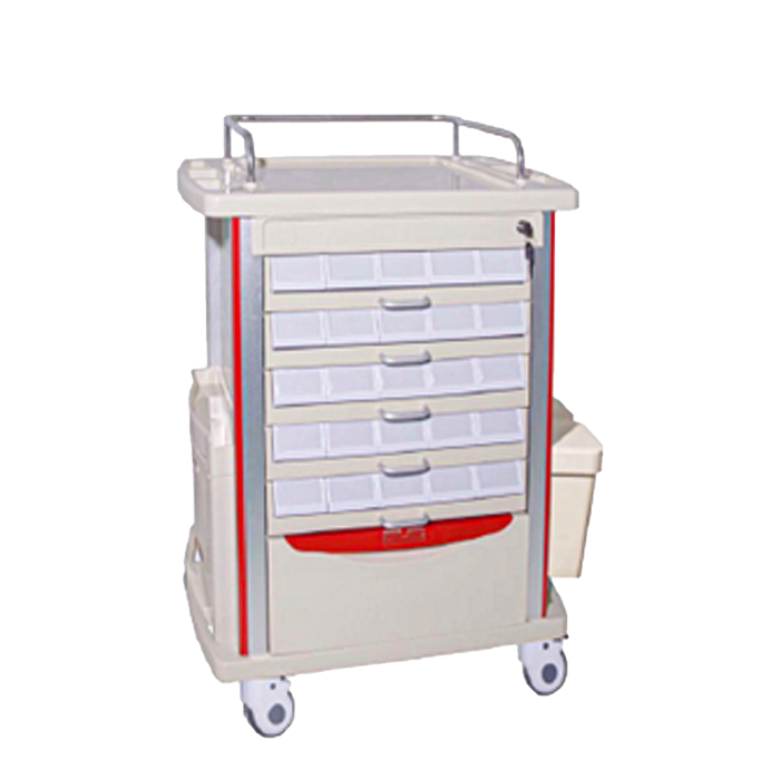 รถเข็นฉุกเฉิน สำหรับจ่ายยา 50 ช่อง รุ่น SL-F08-2 (Emergency Trolley)