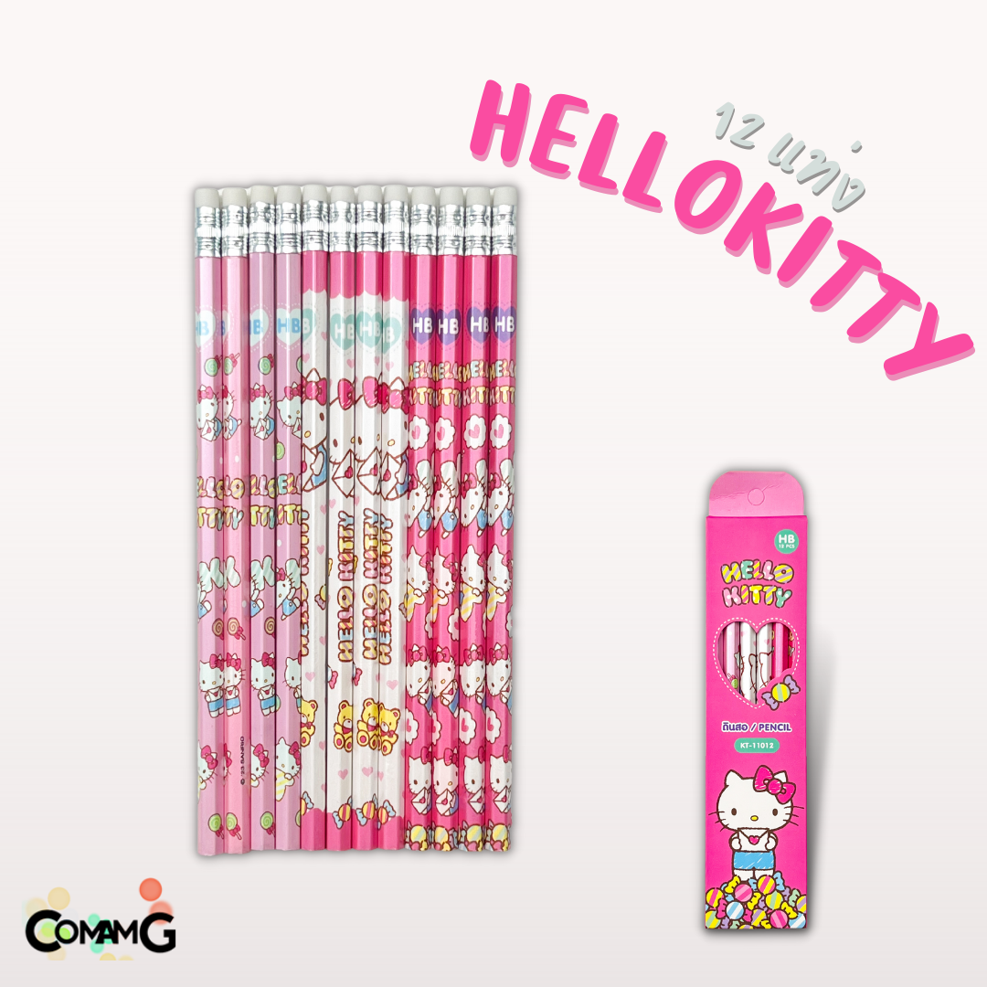 ดินสอไม้หัวยางลบ ดินสอHB กล่อง12แท่ง ลายการ์ตูนลิขสิทธิ์แท้