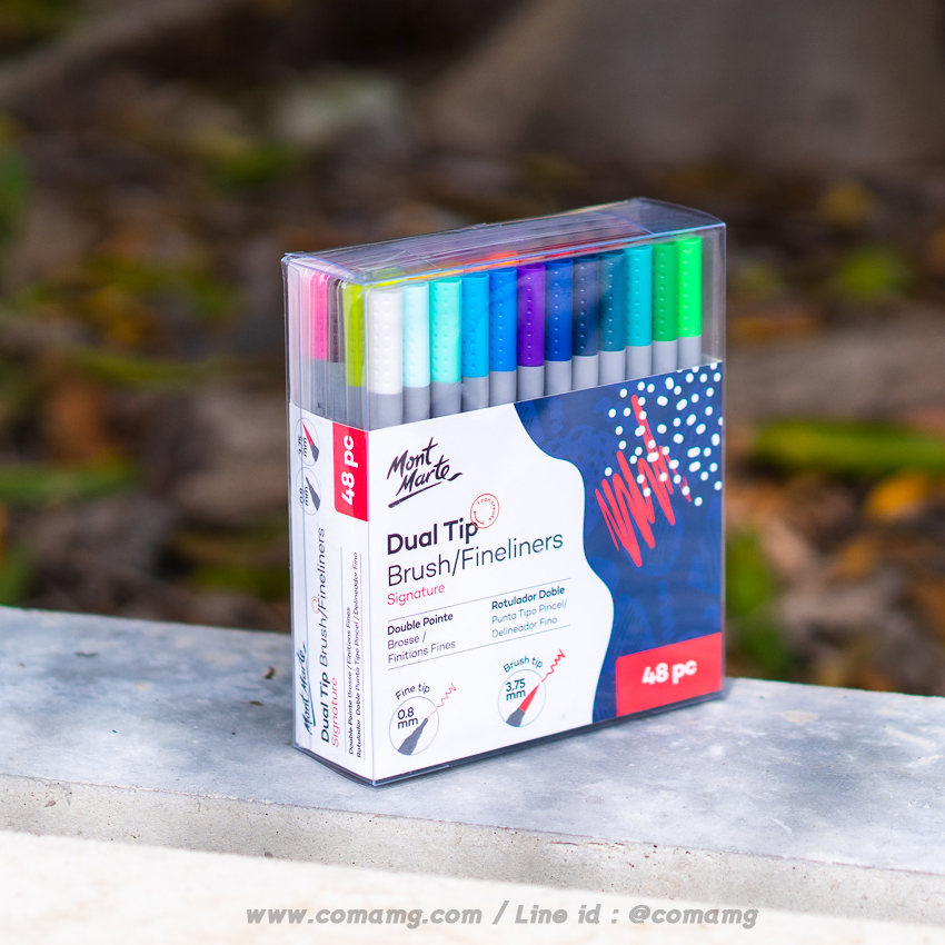 ปากกามาร์คเกอร์ ปากกาหัวพู่กัน Mont Marte 2หัวในด้าม Dual Tip Signature