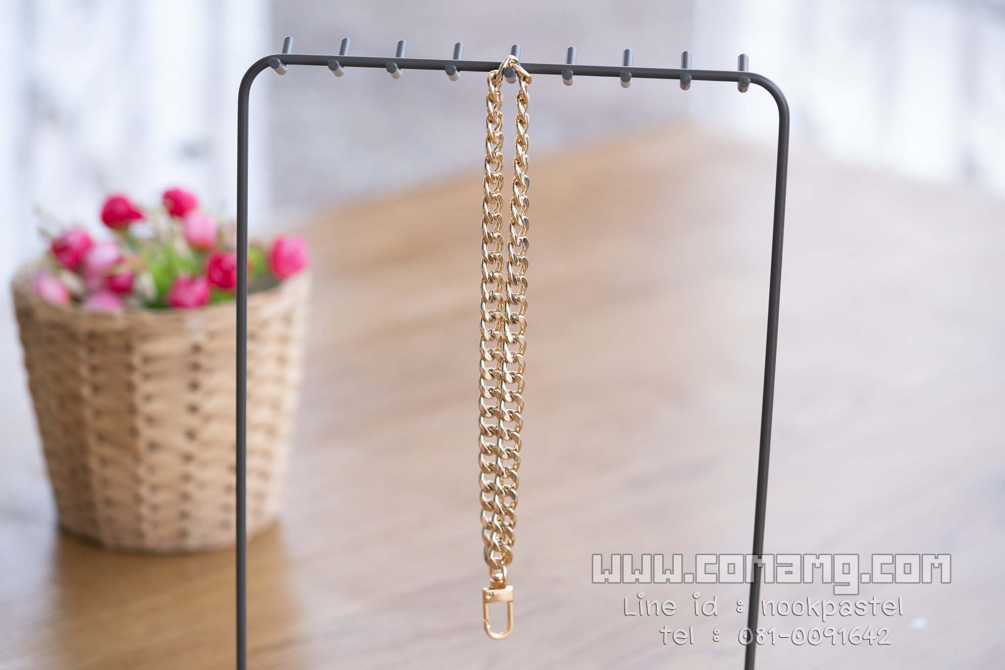 สายโซ่คล้องมือ สายกระเป๋า รุ่นโซ่ตัดเหลี่ยม