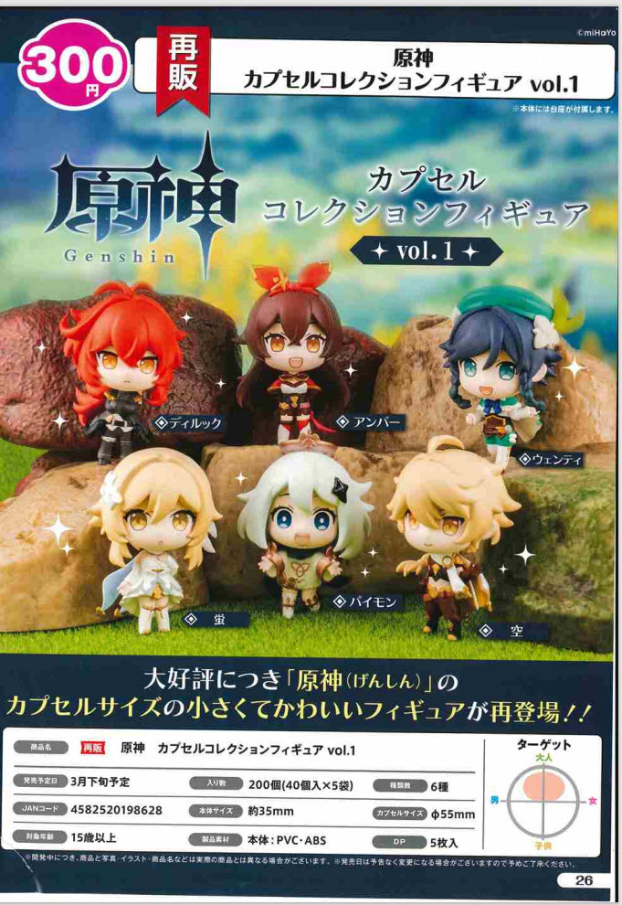 <ปิดด่วนPreorderถึง 2/11/2021>เปิดรับPreorder มีค่ามัดจำ 100 บาท 4582520198628 Genshin Capsule Collection Figure vol.1 6 types set Bushiroad Be th 1เซ้ต มี 6แบบ