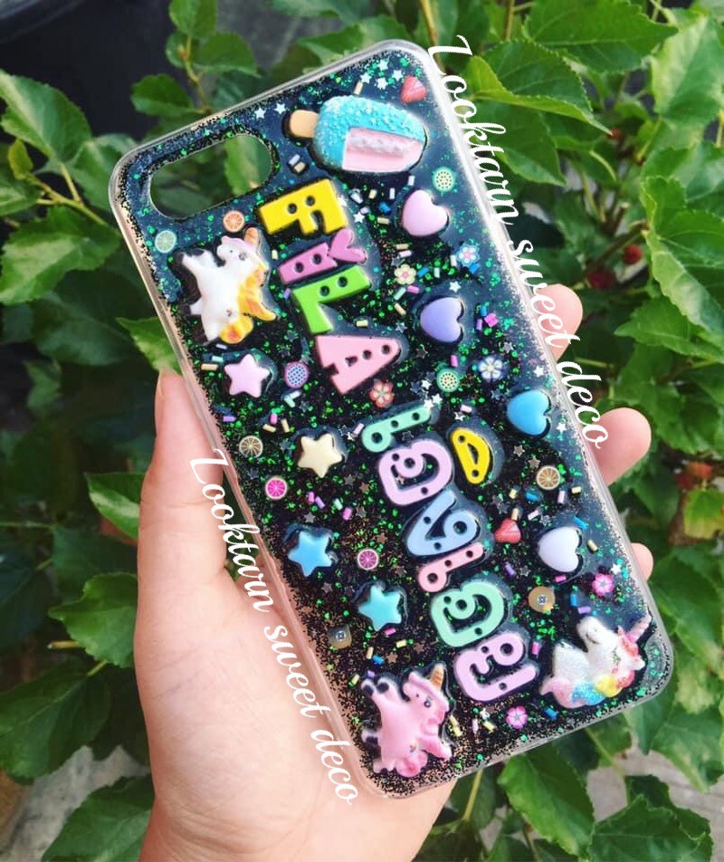 เคสกากเพชรสีดำ อักษรฟ้อนท์กระดุม