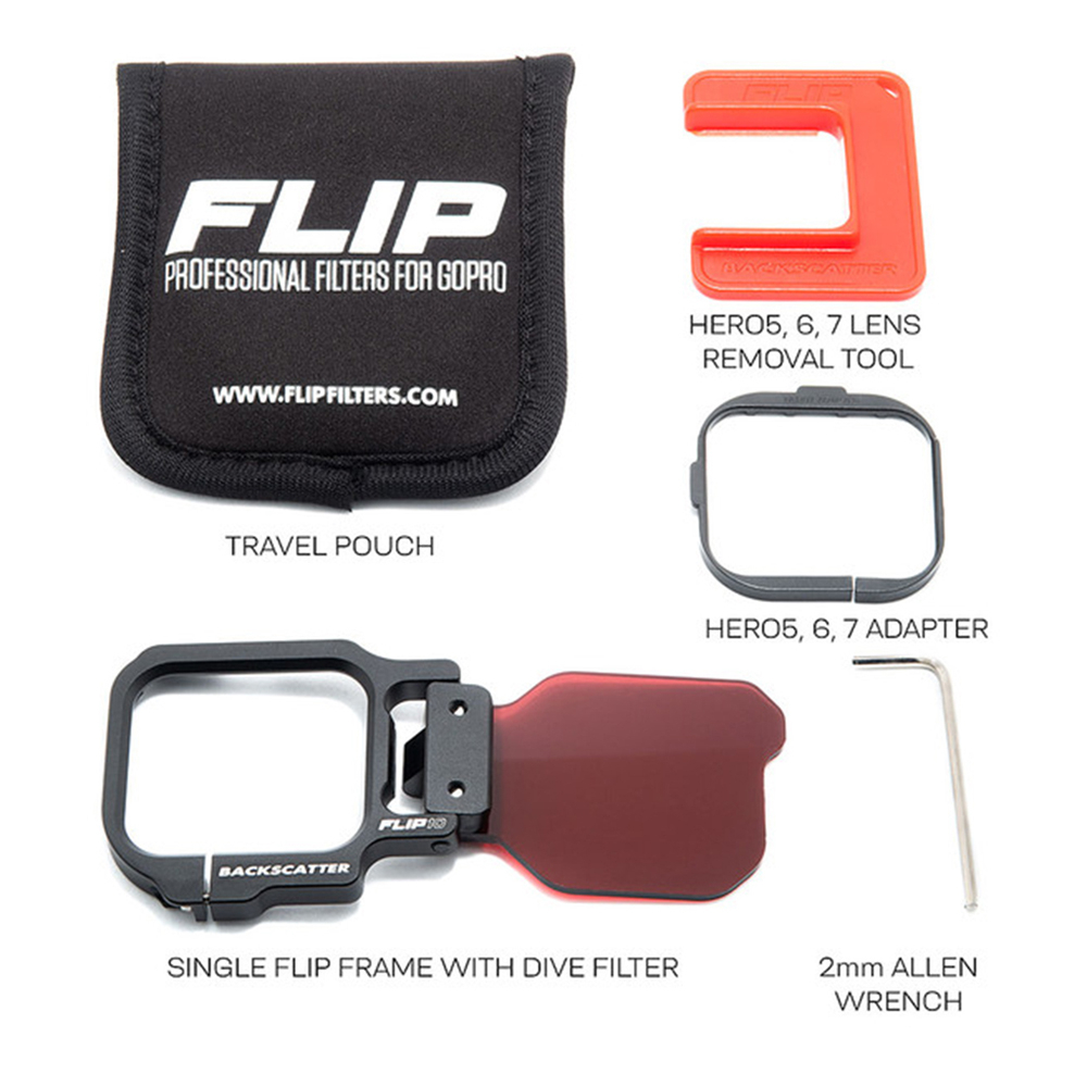 GoPro 7 / 6 / 5 Black Protective Housing + Backscatter FLIP10+ Dive Filter (20-40 ft) + Floating Hand Grip
