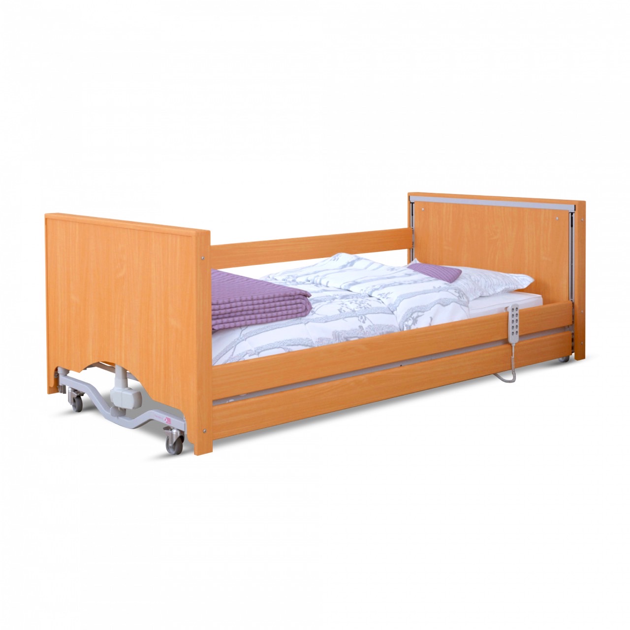 ชุดสุดคุ้ม G เตียงผู้ป่วยไฟฟ้า Taurus 2 Lux/Low ปรับระดับเตียงได้ต่ำสุด 19 ซม. นำเข้าจากประเทศโปแลนด์ + พร้อมที่นอนโฟมป้องกันแผลกดทับ FUNKE นำเข้าจากเยอรมนี + ชุดผ้าปูที่นอน ผ้ายาง + โต๊ะไม้รับประทานอาหารบนเตียง