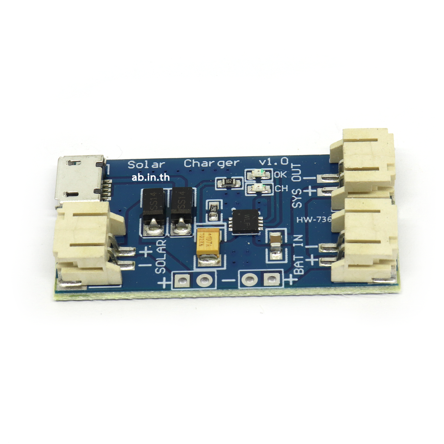 โมดูลชาร์จแบตเตอรี่ลิเธียม 3.7V 500Ma Mini Solar Lipo Charger Board CN3065 Lithium Battery