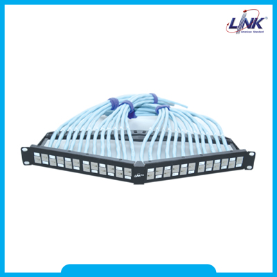 US-3224TFAS : CAT 6A ANGLE PATCH PANEL 24 PORT, Auto Shutter- แผงกระจายสาย CAT 6A แบบ Angle, Auto