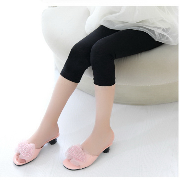 P30734 พร้อมส่งเลกกิ้งเด็กสีดำ แบบสามส่วน เนื้อผ้ายืดหยุ่นดีใส่สบาย