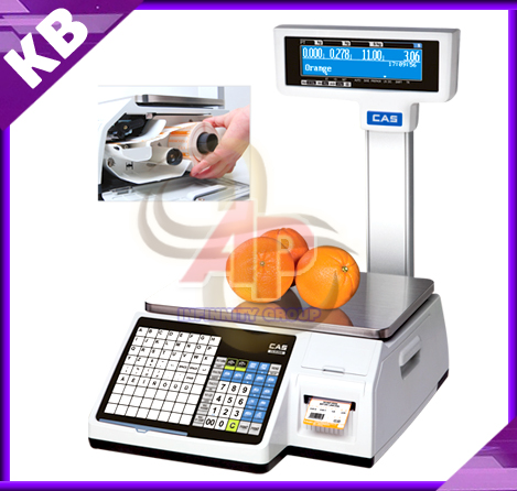 เครื่องชั่งคำนวณราคาดิจิตอลและพิมพ์สติ๊กเกอร์บาร์โค้ด พิกัด 15kg ความละเอียด 5g ตาชั่ง15กิโล ยี่ห้อ CAS รุ่น CL5200P แบบมีคอเสา