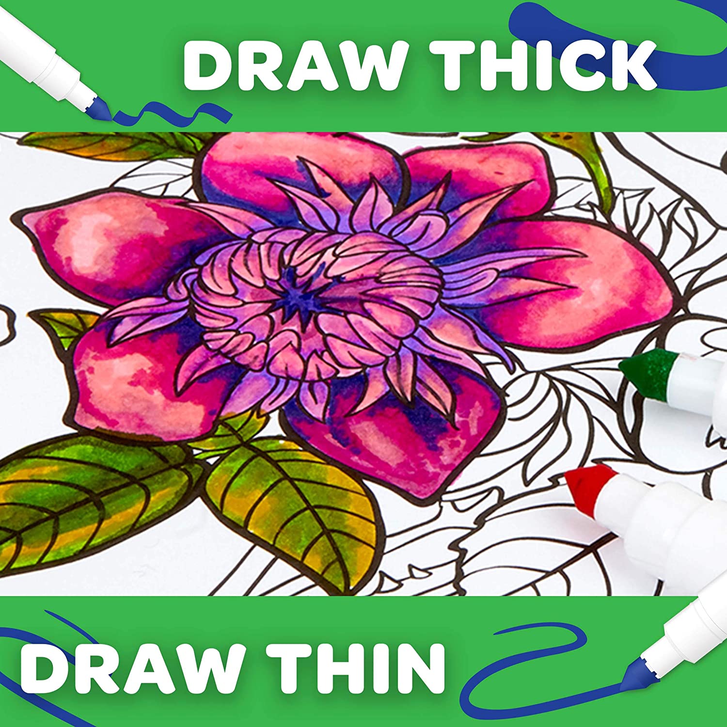 สีเมจิก Crayola SuperTips สีล้างออกได้ หัวแบบซุปเปอร์ทิปส์ วาดเส้นบางและหนาได้ในแท่งเดียว