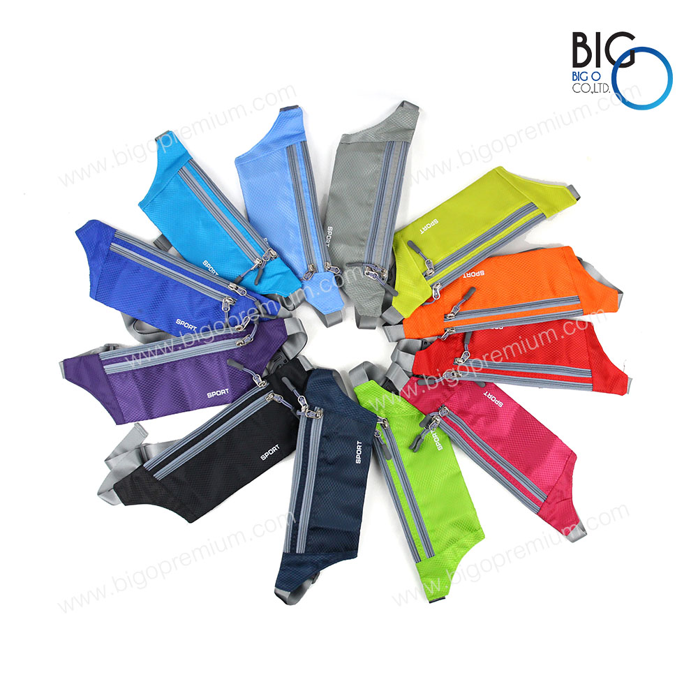 กระเป๋าคาดเอวสปอร์ต 3 ซิป สีพื้น