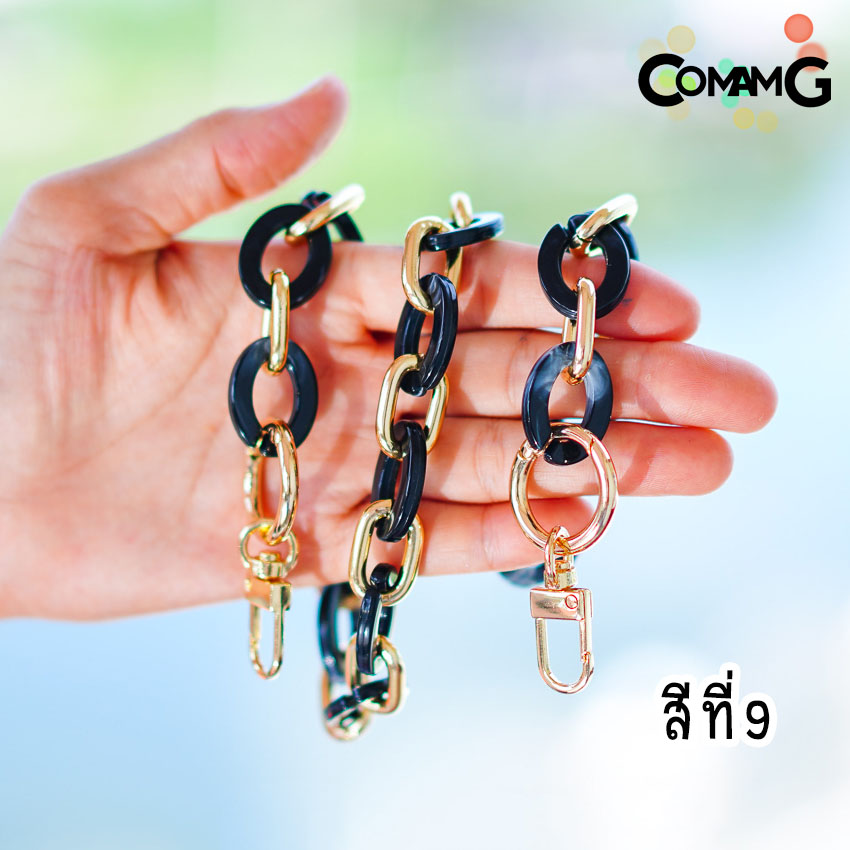 สายกระเป๋าอะคริลิค ลายหินอ่อน ทรงวงรี สายกระเป๋าสั้นสะพายไหล่ ยาว60ซม สินค้าพร้อมส่ง