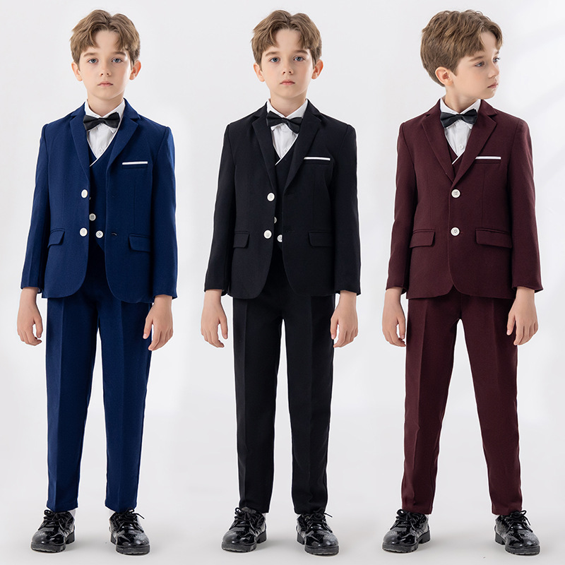 Bset0135- ชุดสูทเด็กชาย 4ชิ้น เนื้อผ้าสวย ทรงสวยหรูดูดี มีเสื้อสูท+เสื้อกั๊ก+กางเกง+โบว์หูกระต่าย ขนาดชุด +ดูเพิ่ม ในรายละเอียด สำหรับออกงาน หรือการแสดง