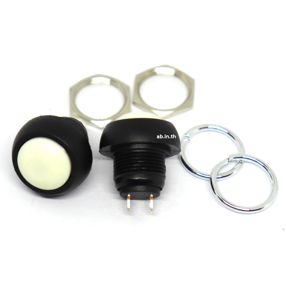 สวิตช์กดติดปล่อยดับ Reset Switch แบบกันน้ำขนาด 12mm สีขาว